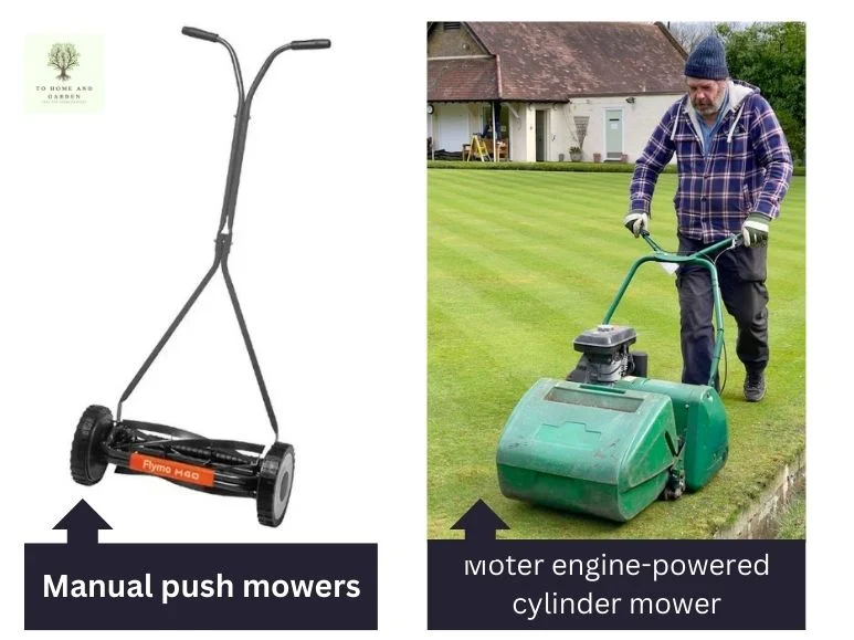 Comparison between manual and engine powered Cylinder-reel push mower